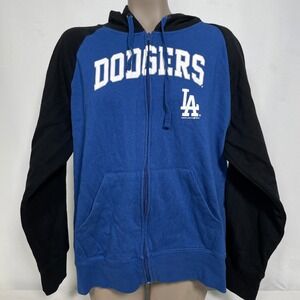 Los Angeles Dodgers MLB Campus Lifestyle Full Zip Blue Raglan Hoodie Women's 2XL